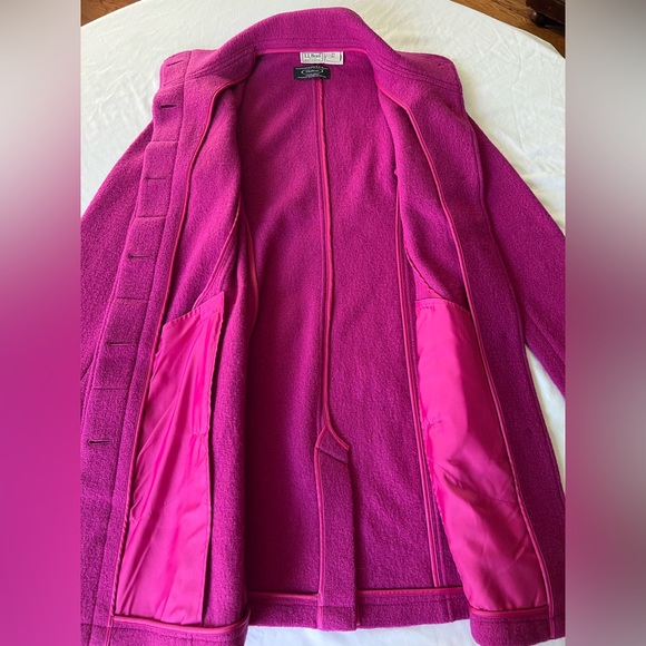 L.L. Bean with Bellandi Womens Coat Pink 100% Wool Made in Italy Fushia Gold XS - Picture 5 of 13